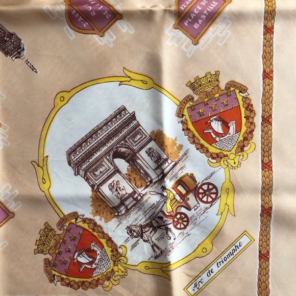 VTG 1960s Paris Souvenir Scarf Silk Acetate - Picture 7 of 9